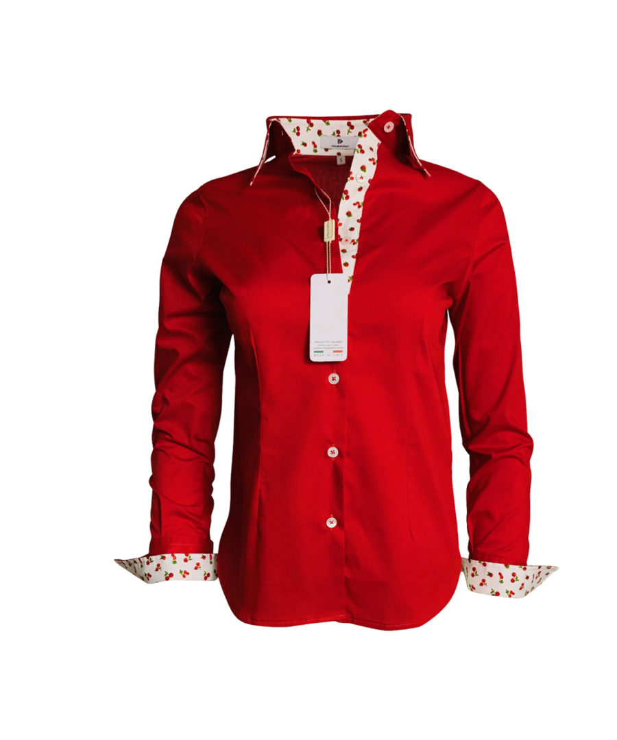 chemise rouge, cerise, original, coton, élégant, chic